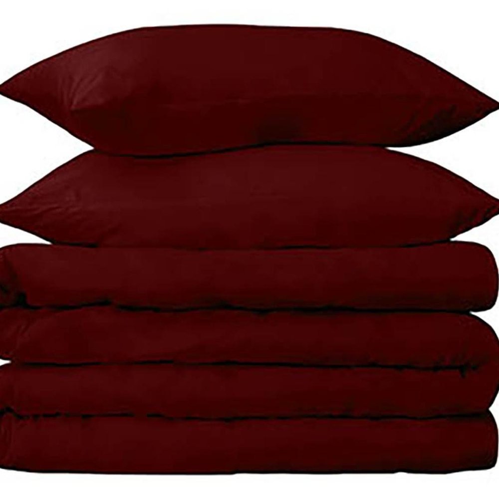 Burgundy King Cotton Washable Duvet Cover Set