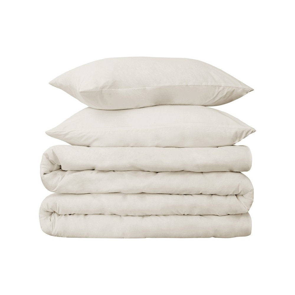 Ivory King Cotton Washable Duvet Cover Set