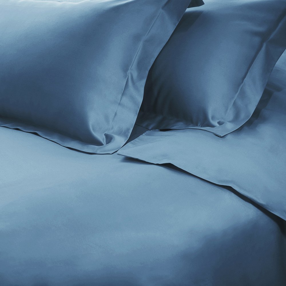 Blue Twin Cotton Washable Duvet Cover Set With Sham