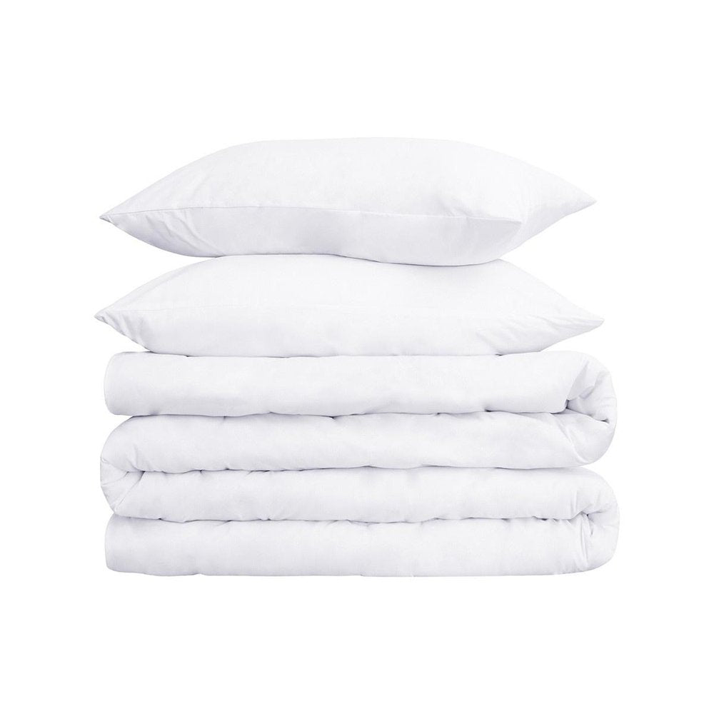 White Twin Cotton Washable Duvet Cover Set