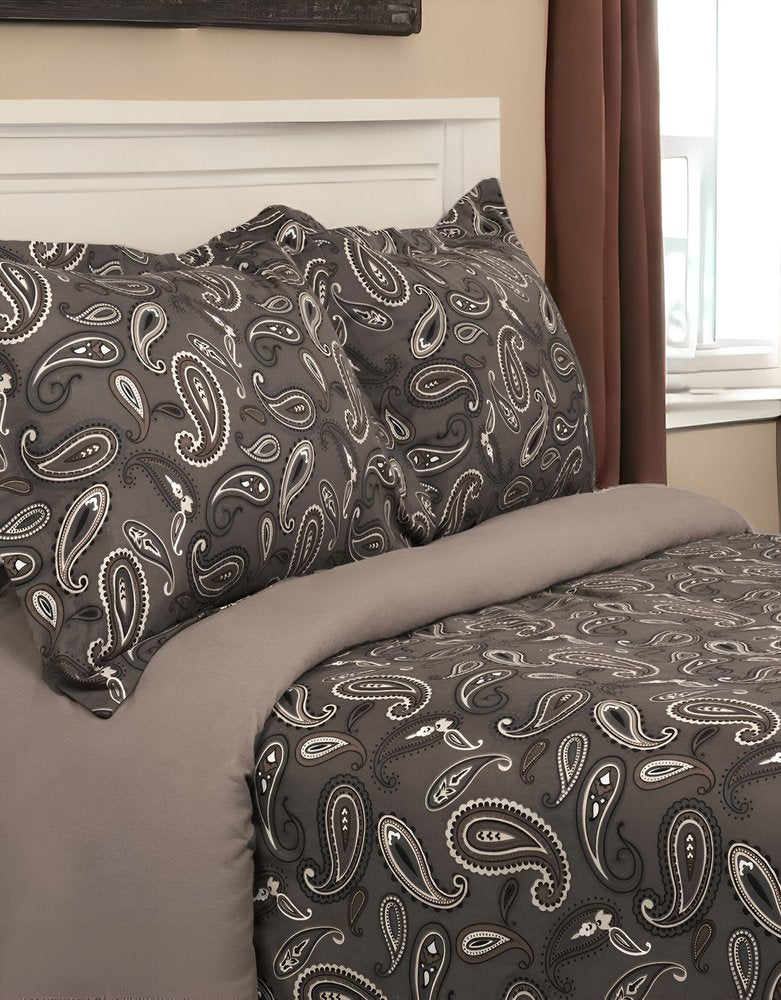 Charcoal Queen Cotton Blend 0 Thread Count Washable Duvet Cover Set