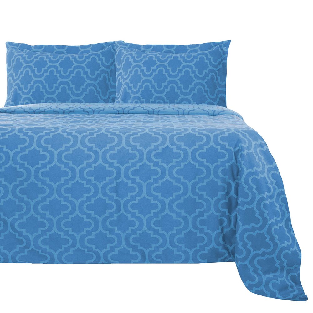 Light Blue King Flannel Washable Duvet Cover Set