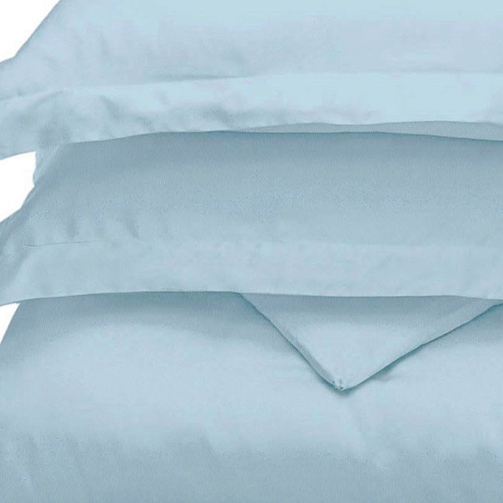Light Blue Queen Modal Washable Duvet Cover Set With Two Shams
