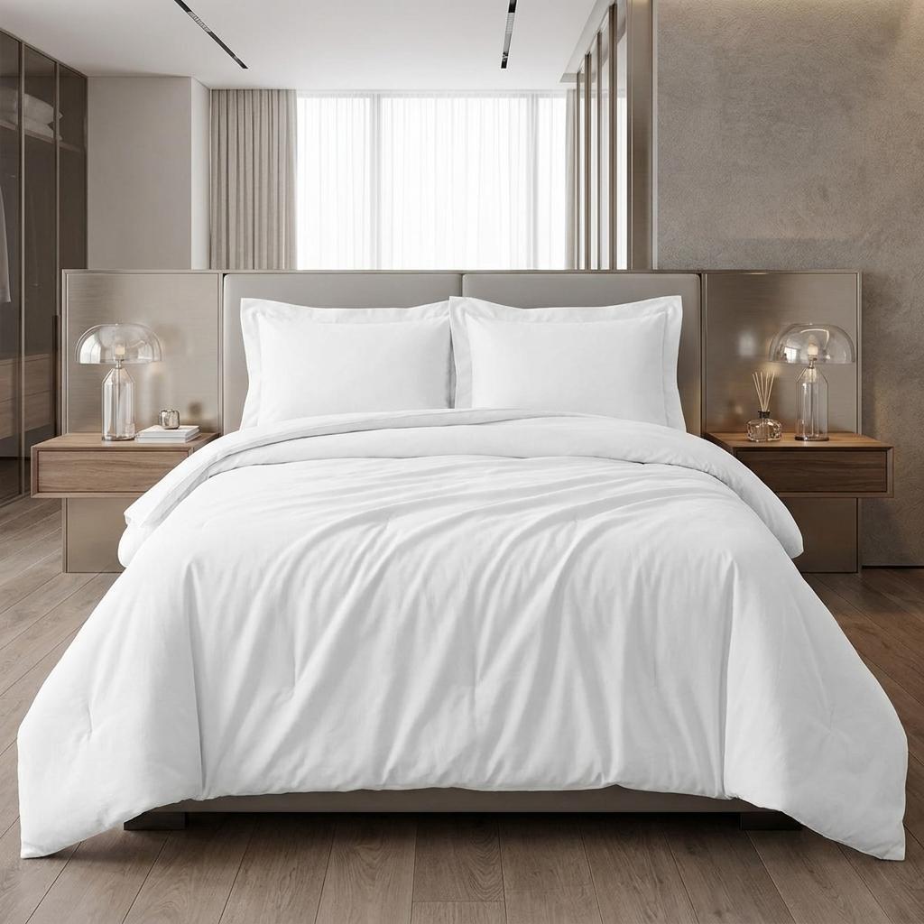 White Queen Cotton Blend 300 Thread Count Washable Duvet Cover Set