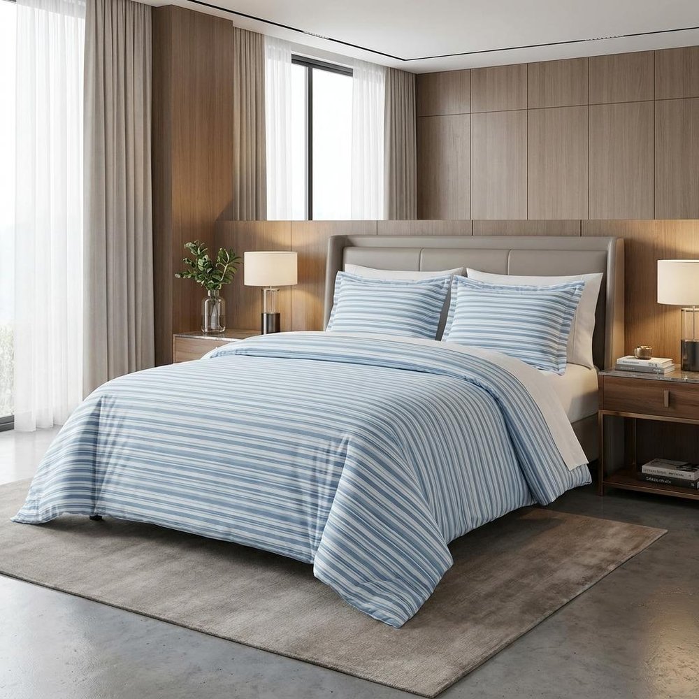Light Blue King Modal Washable Duvet Cover Set With Two Shams
