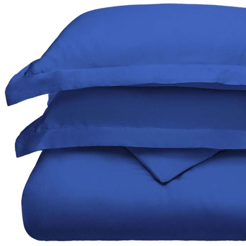 Navy Blue King Modal Washable Duvet Cover Set With Two Shams