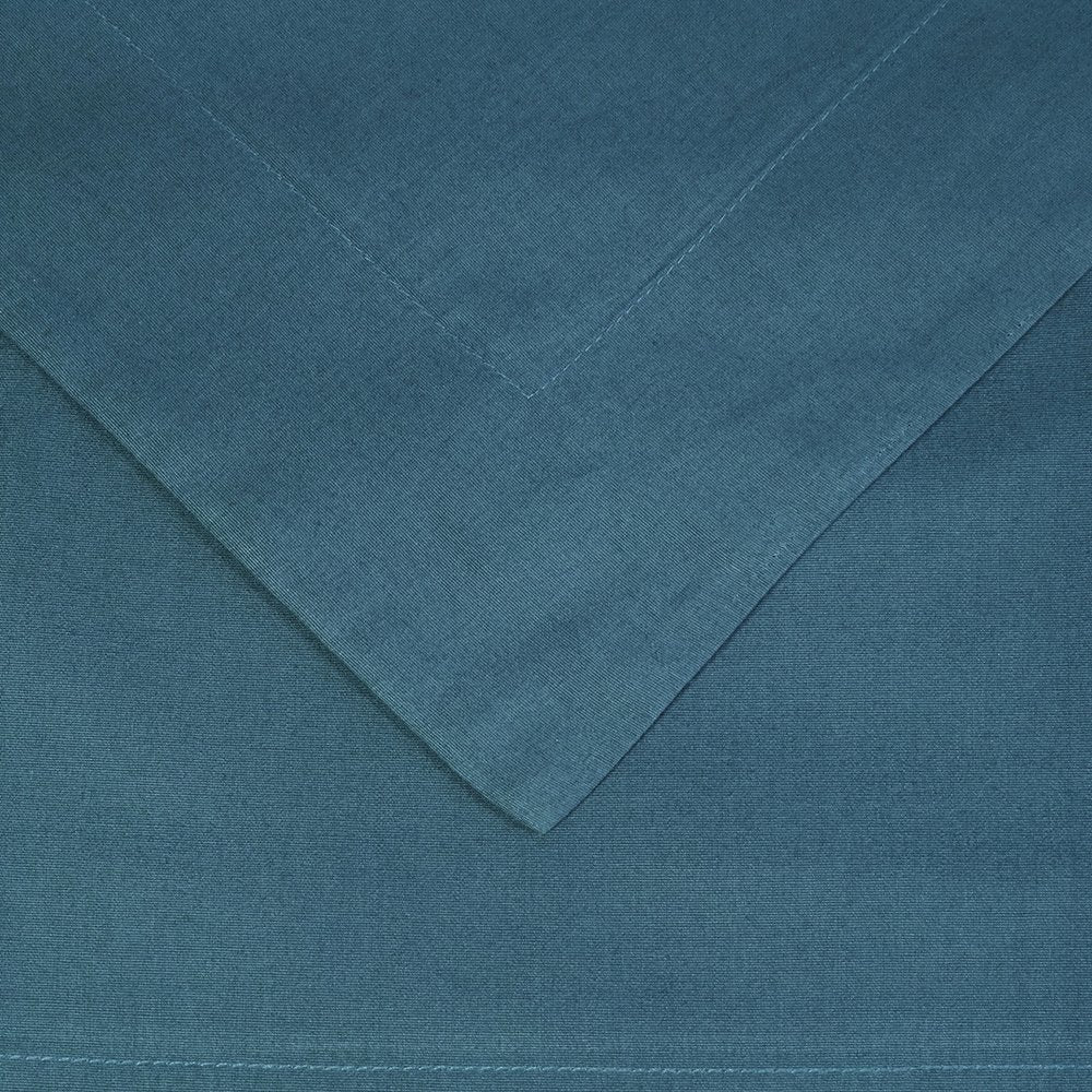 Navy Blue Queen Cotton Washable Duvet Cover Set With Two Shams