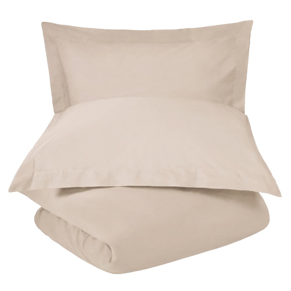 Tan Queen Cotton Washable Duvet Cover Set With Two Shams