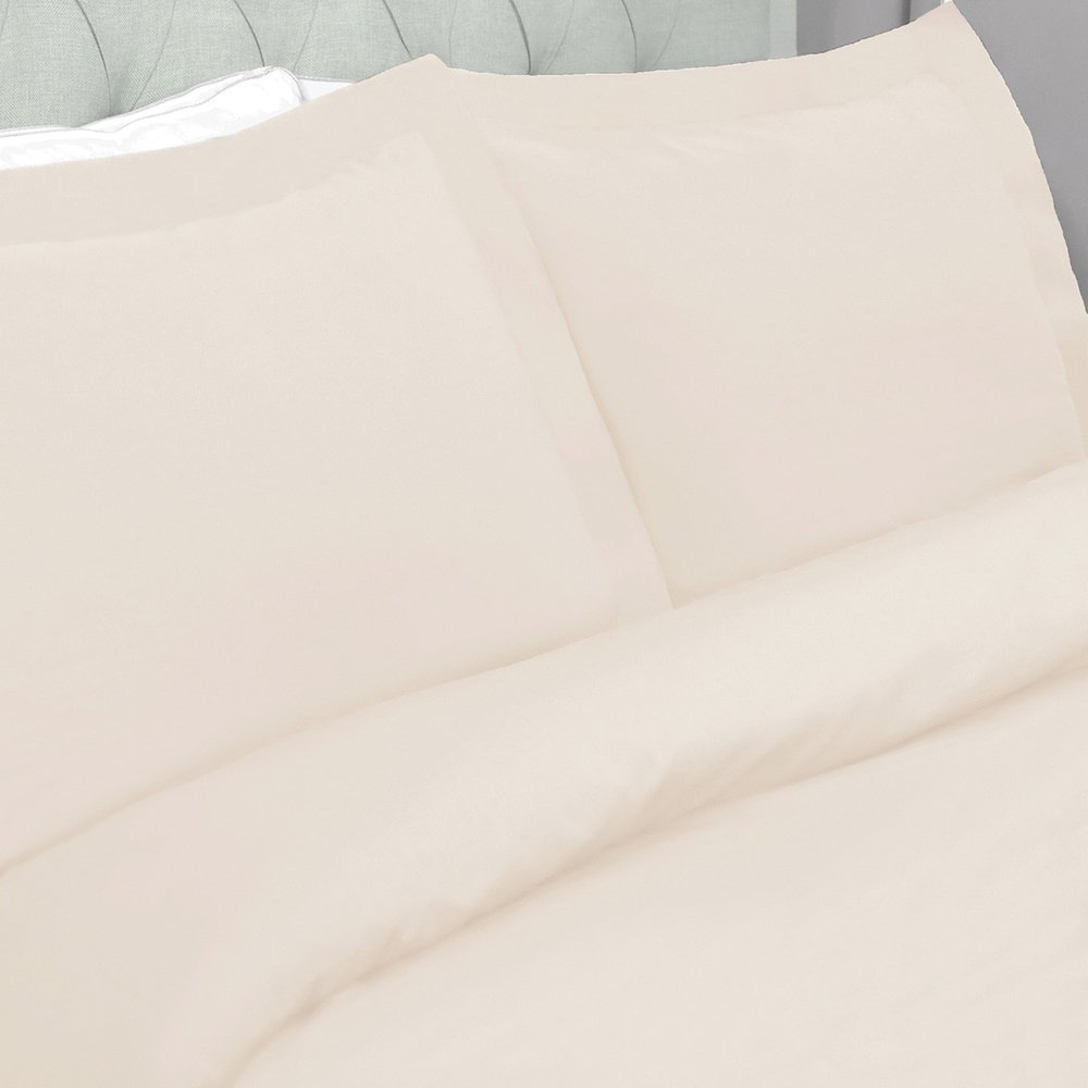 Ivory King Cotton Washable Duvet Cover Set With Two Shams