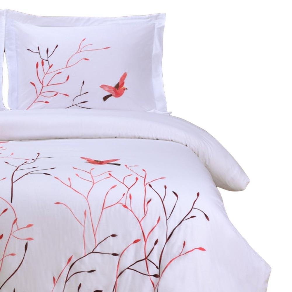 White And Red Queen Cotton Washable Duvet Cover Set With Two Shams