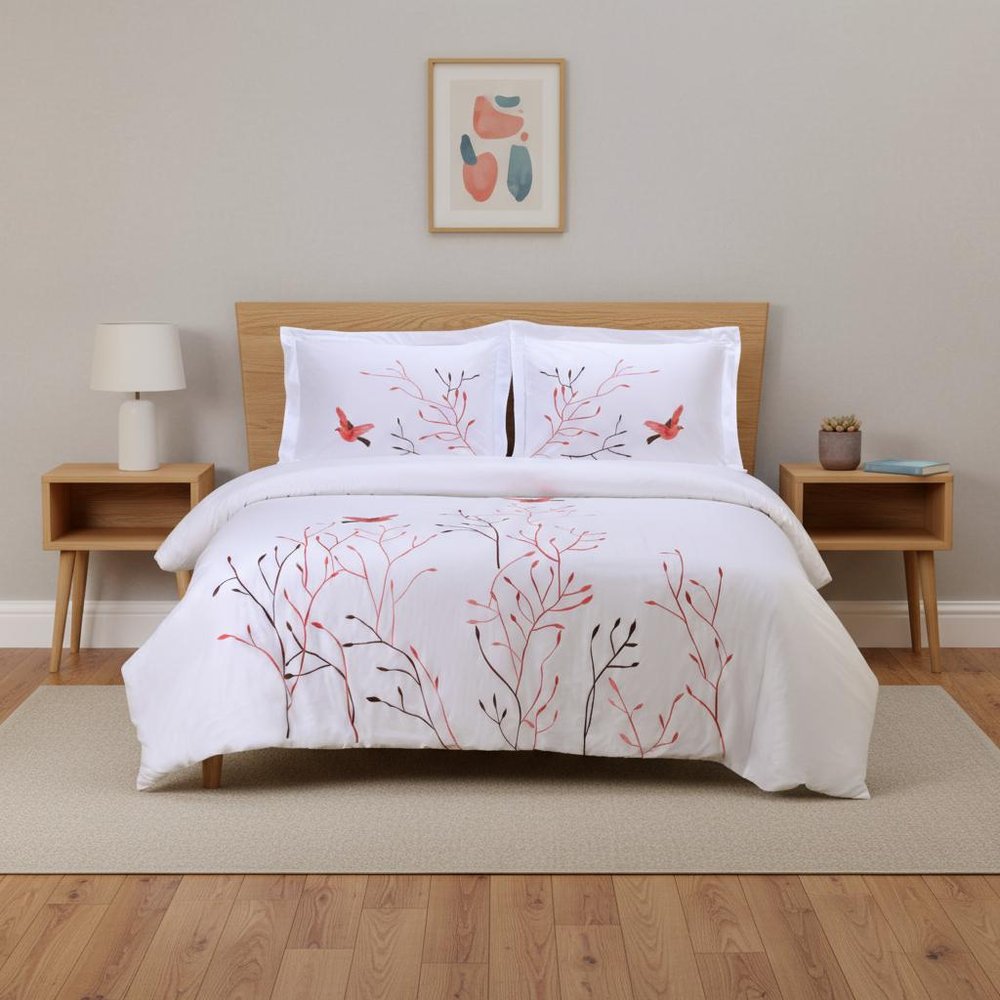 Blue King Cotton Washable Duvet Cover Set With Two Shams