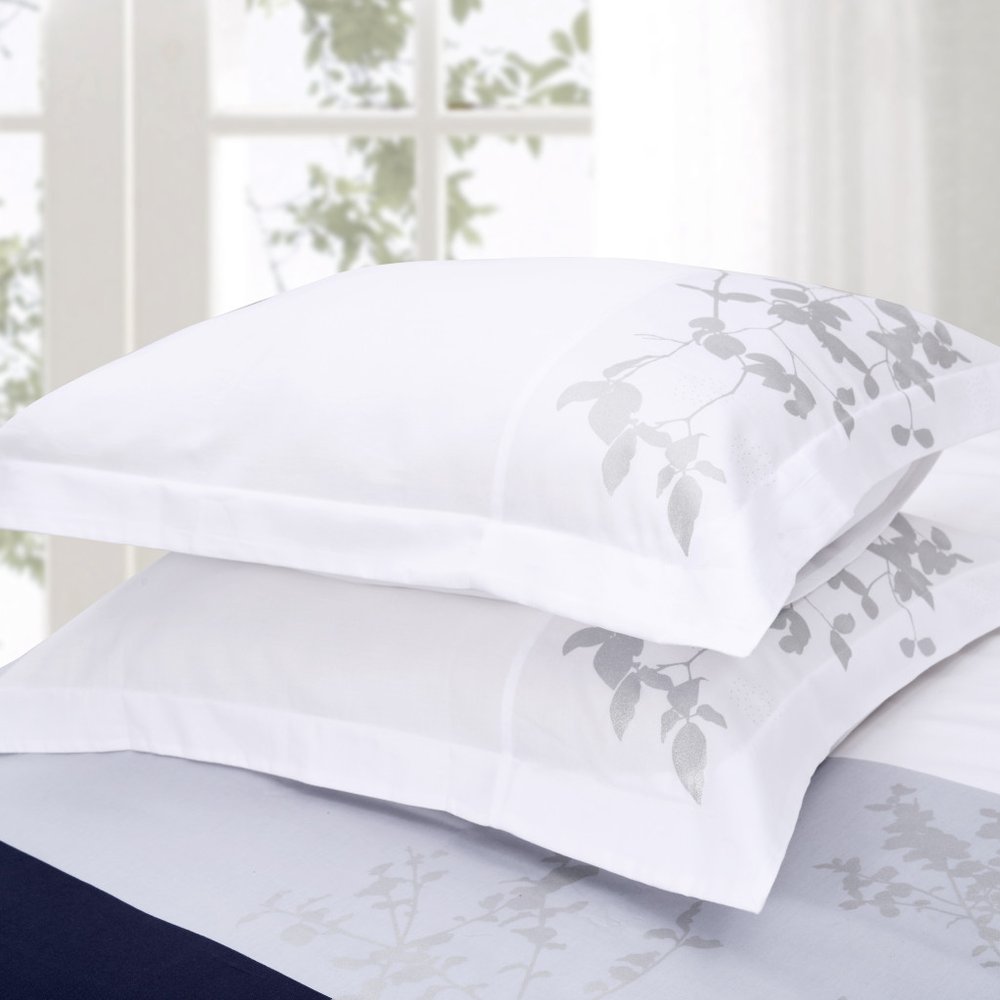 Blue And White King Cotton Washable Duvet Cover Set With Two Shams