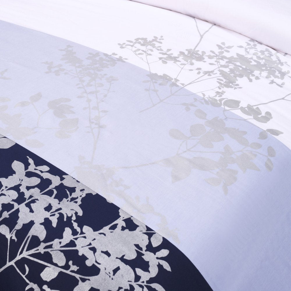 Blue And White King Cotton Washable Duvet Cover Set With Two Shams