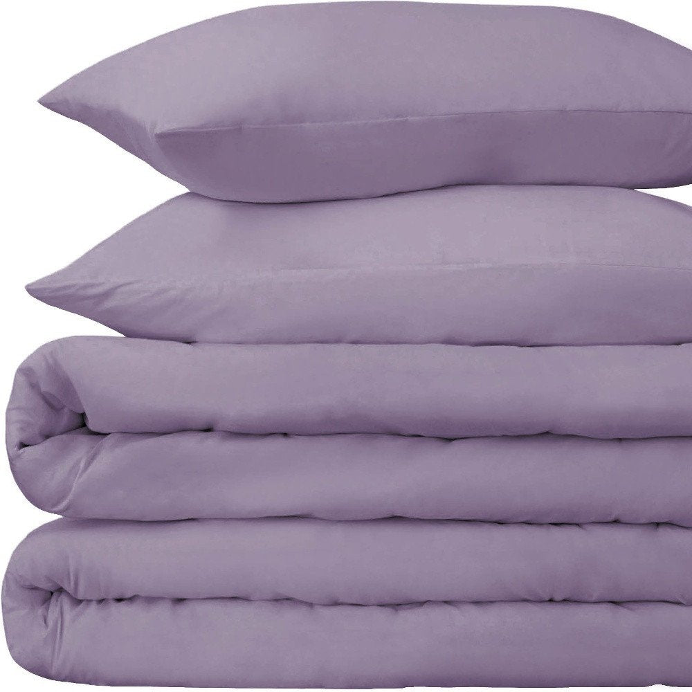Lavender King Cotton Washable Duvet Cover Set With Two Shams