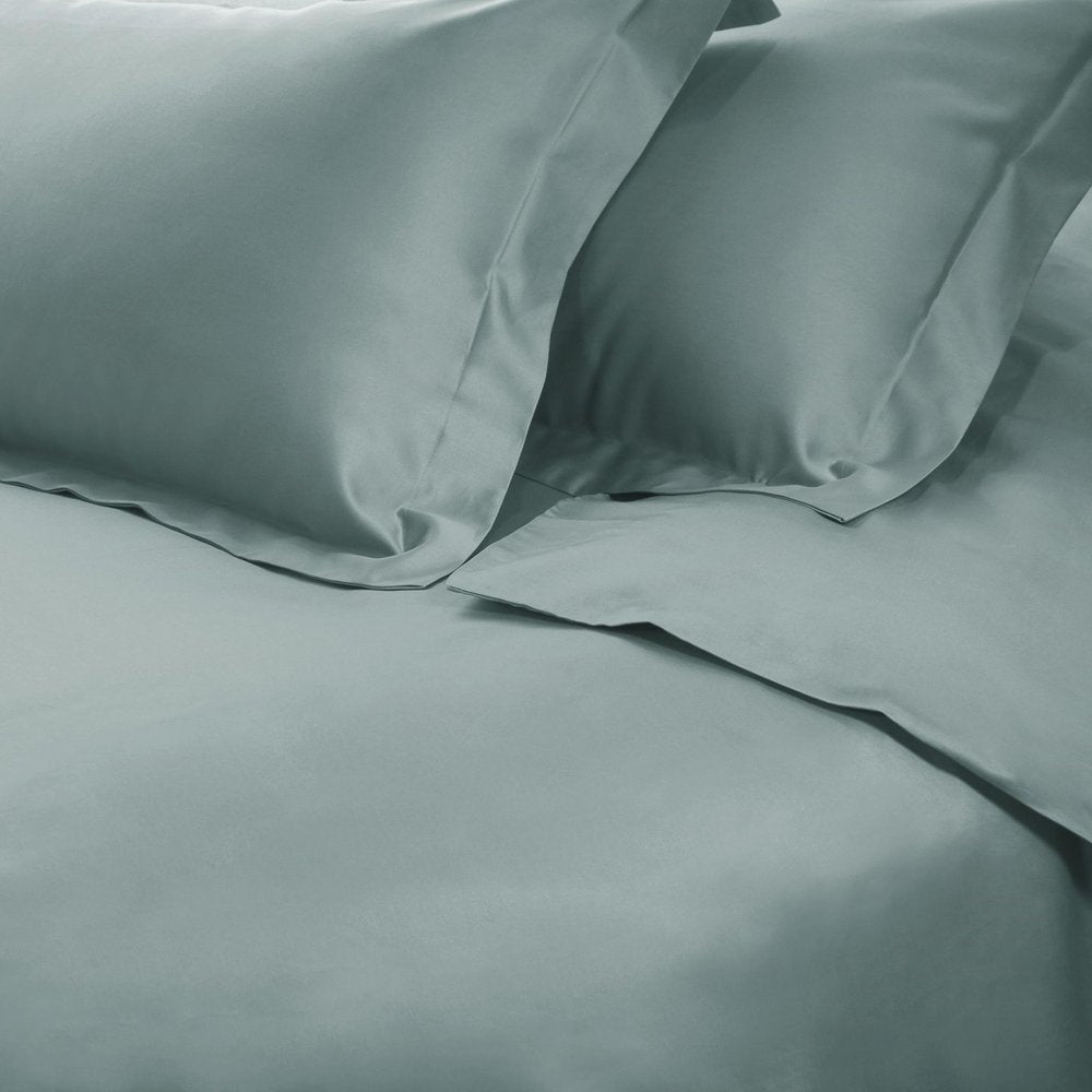 Teal Blue Queen Cotton Blend Washable Duvet Cover Set With Two Shams