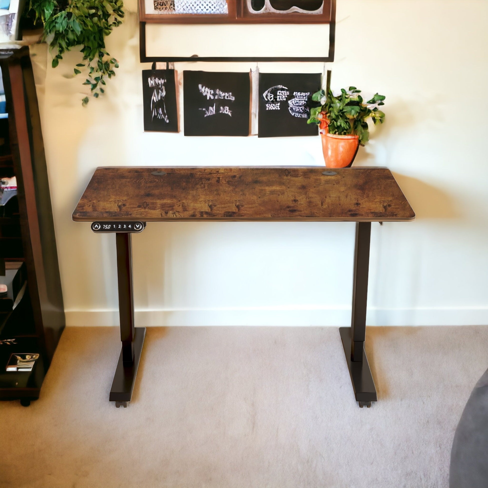 48" Adjustable Brown and Black Computer Desk