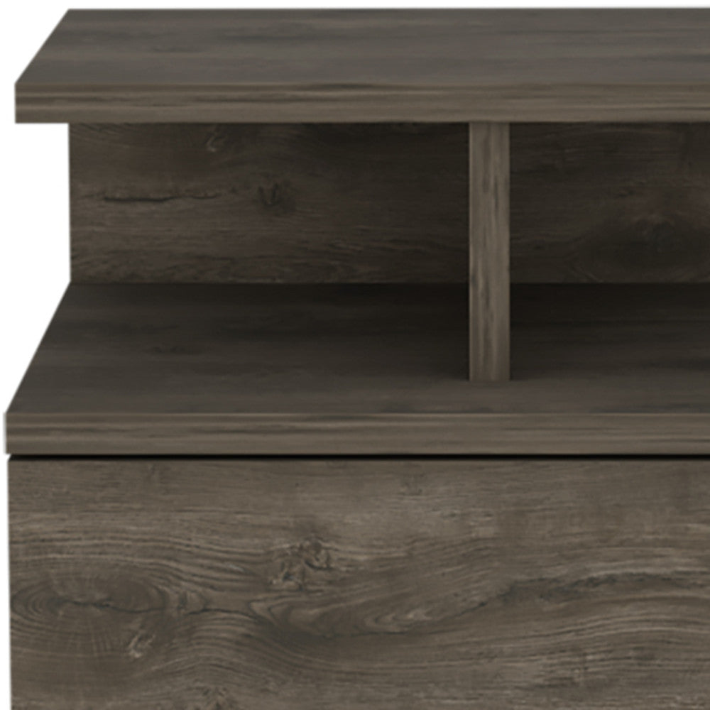 12" Brown One Drawer Faux Wood Nightstand