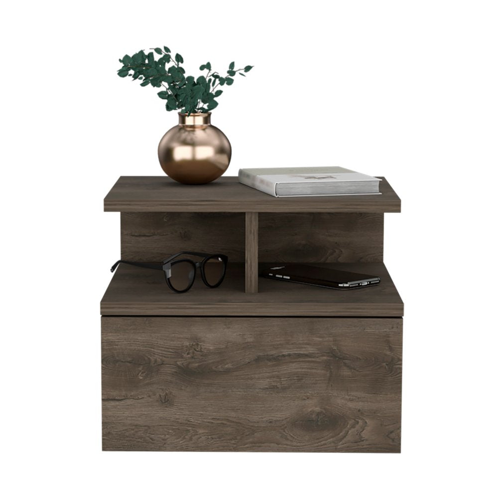 12" Brown Wood One Drawer Nightstand