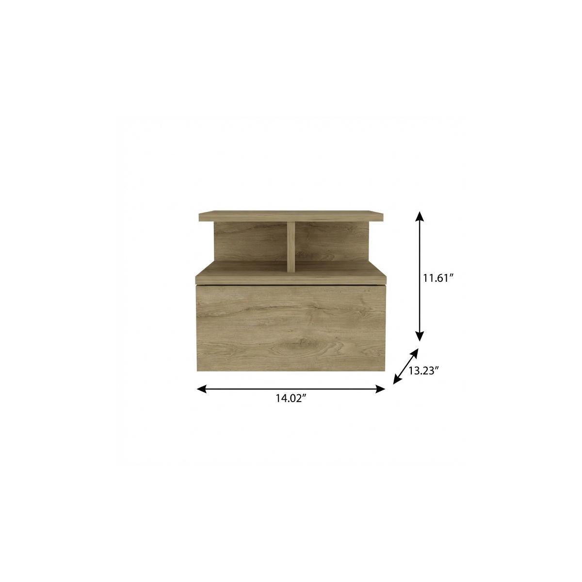 12" Beige Wood One Drawer Nightstand