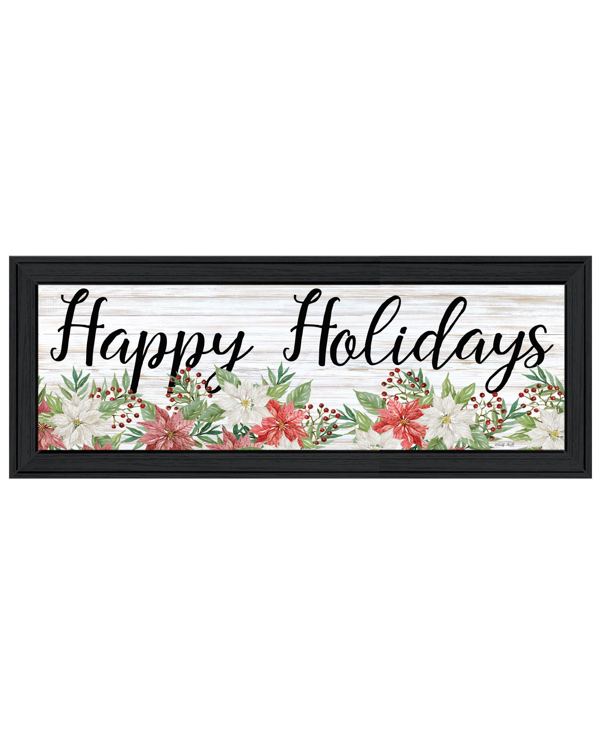 Happy Holiday Black Framed Wall Art