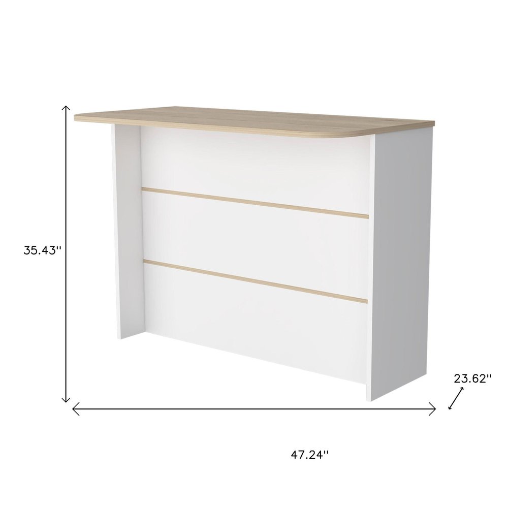 White and Natural 47" Kitchen Island With Storage