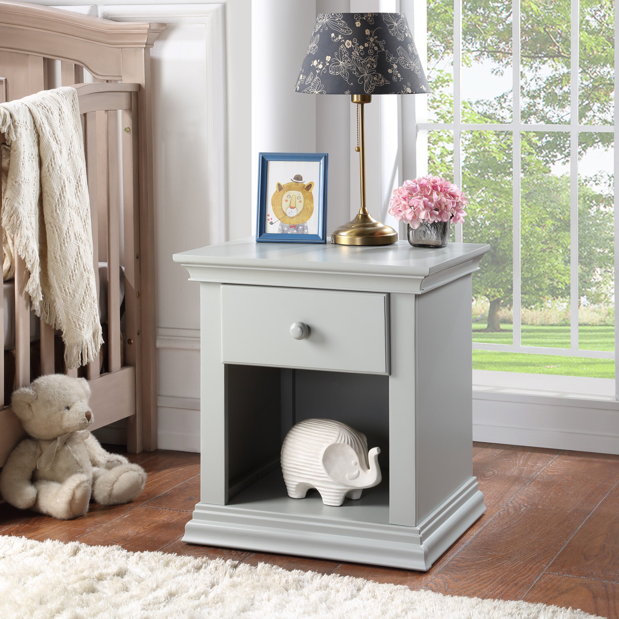 24" Gray One Drawer Nightstand