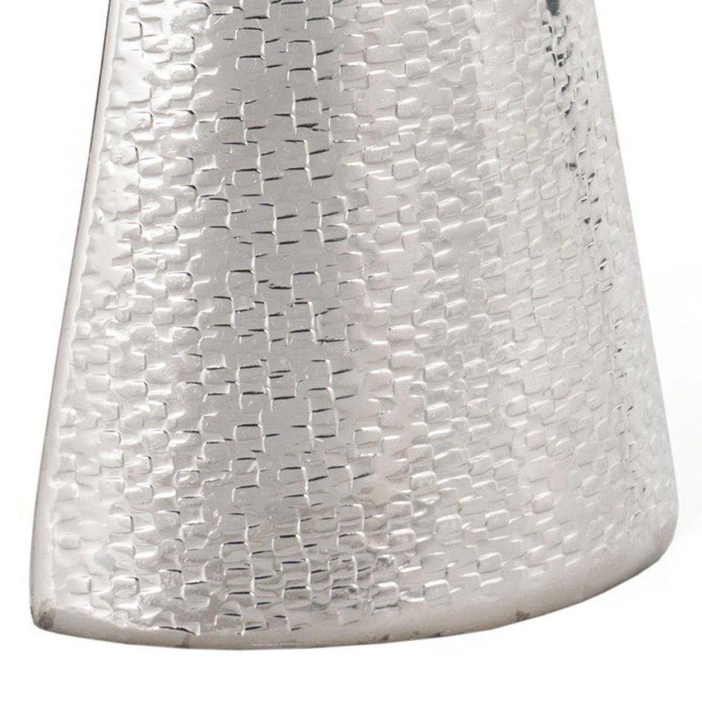 10" Silver Hammered Cone Aluminum Table Vase