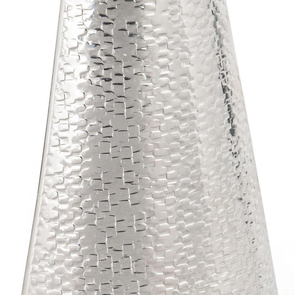 10" Silver Hammered Cone Aluminum Table Vase