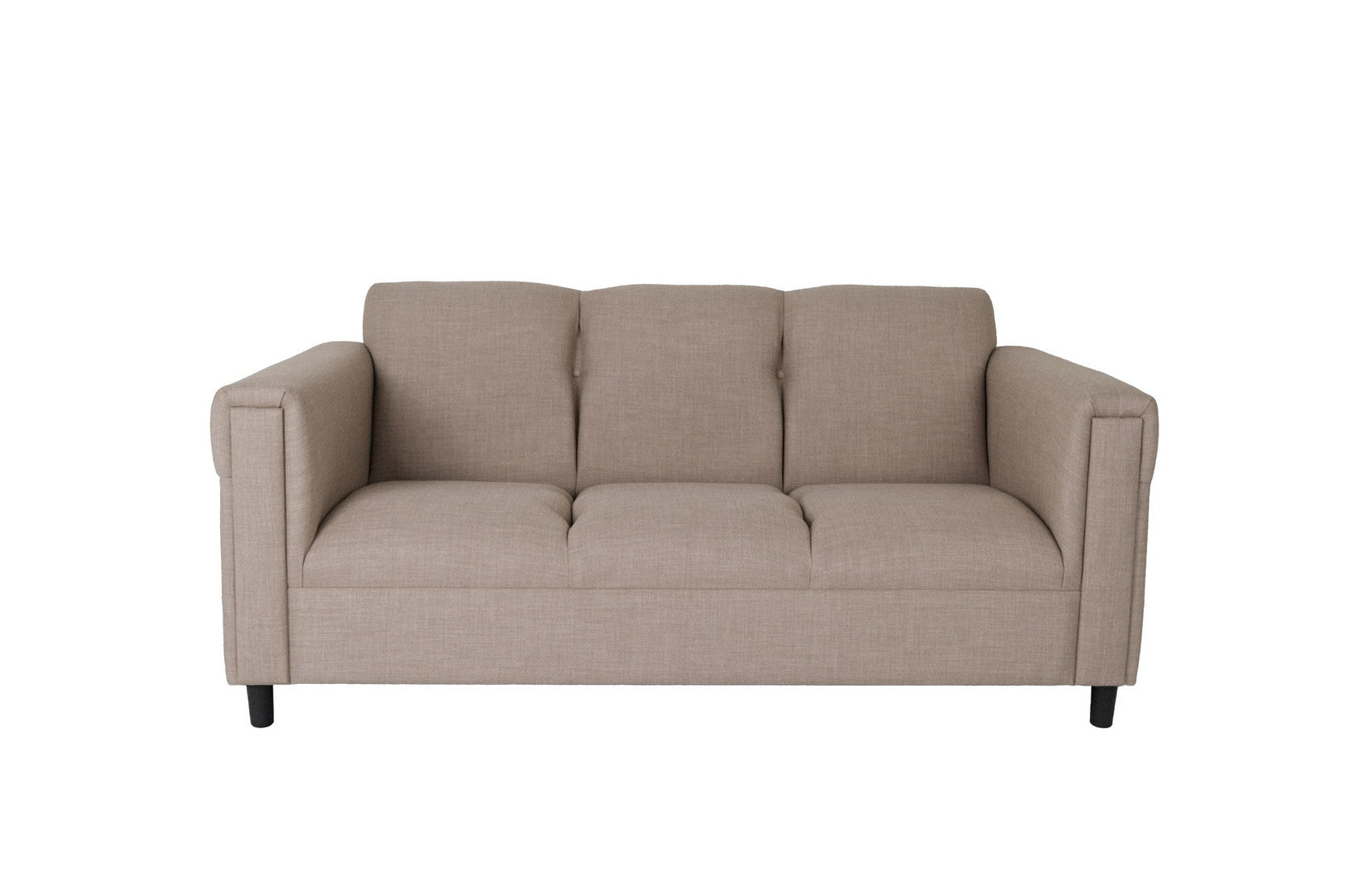 72" Beige And Black Polyester Sofa