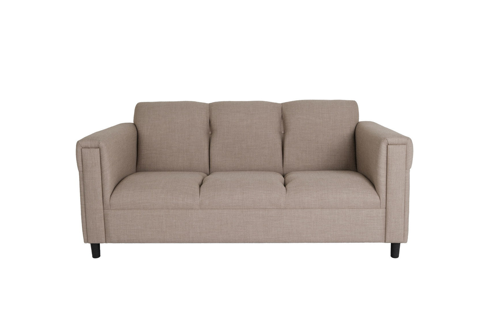 72" Beige And Black Polyester Sofa