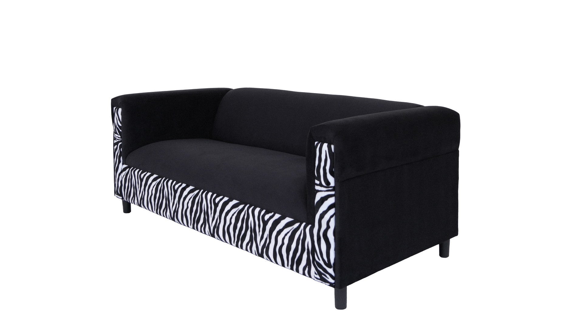 72" Black Velvet Sofa