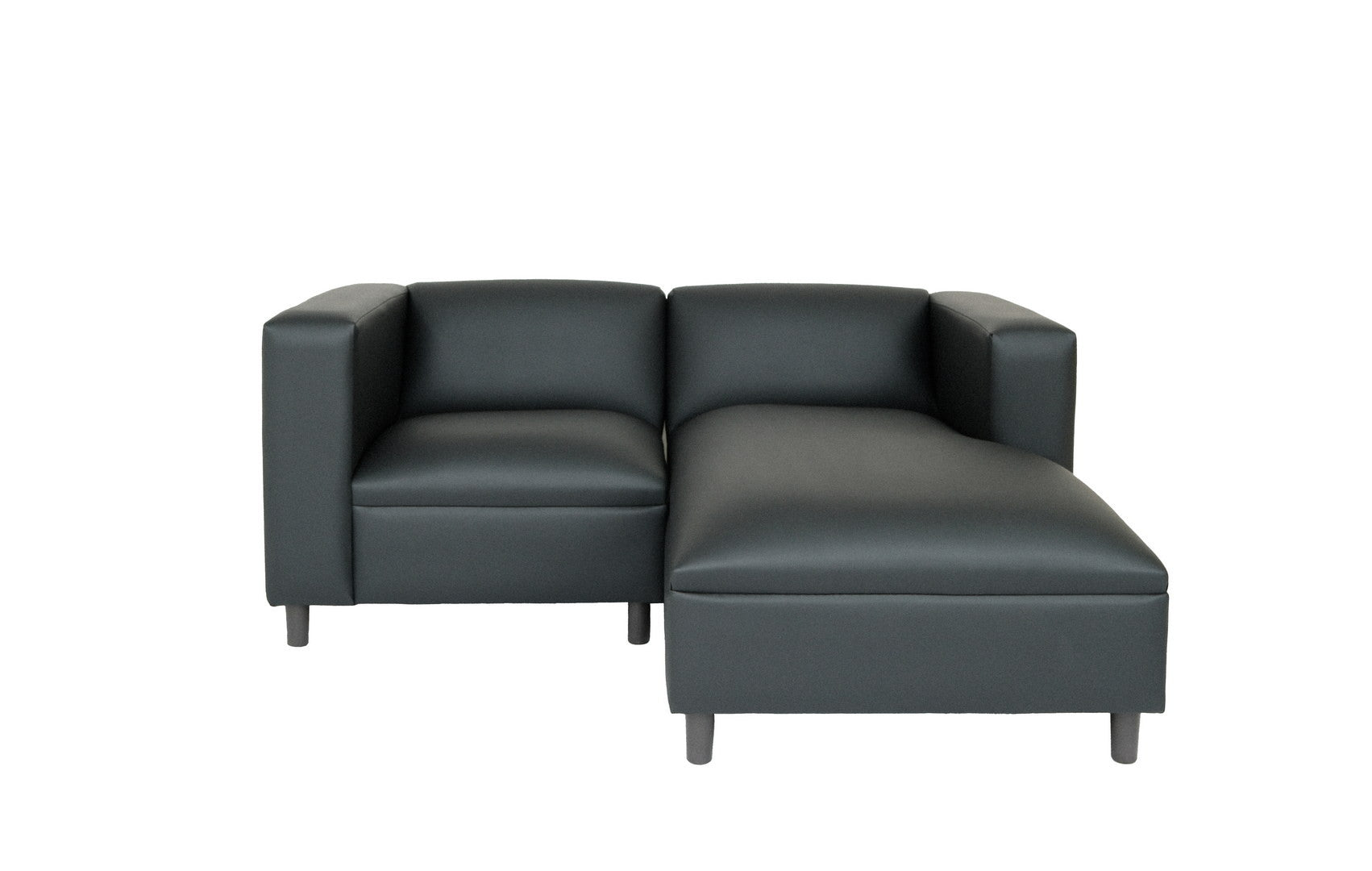 84" Black Faux Leather Sofa Chaise