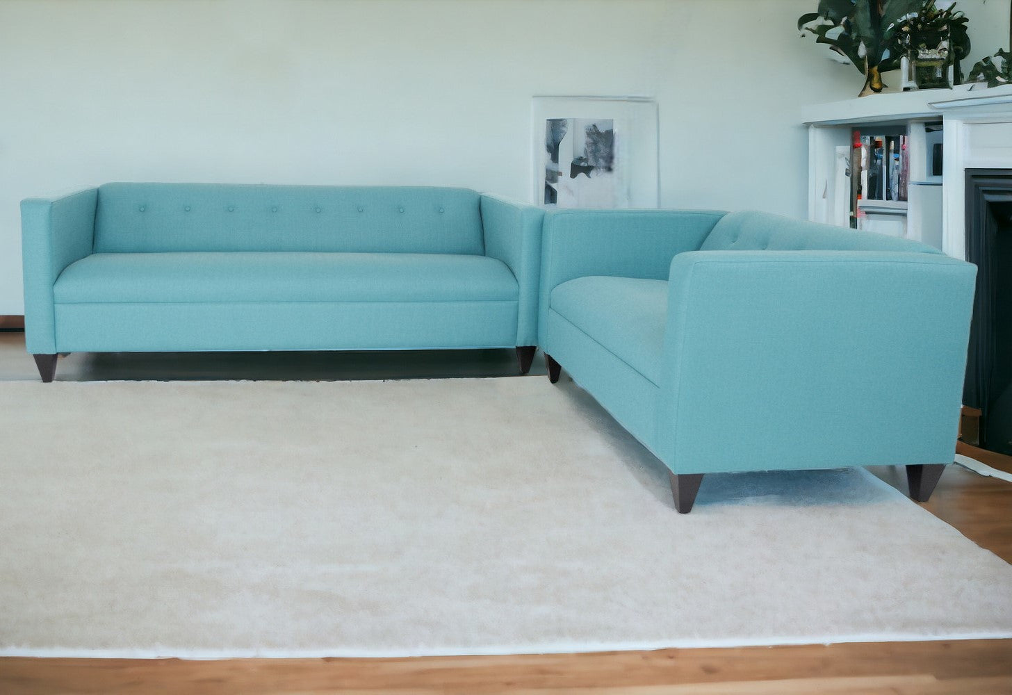 Two Piece Teal Blue Polyester Blend Seating Set