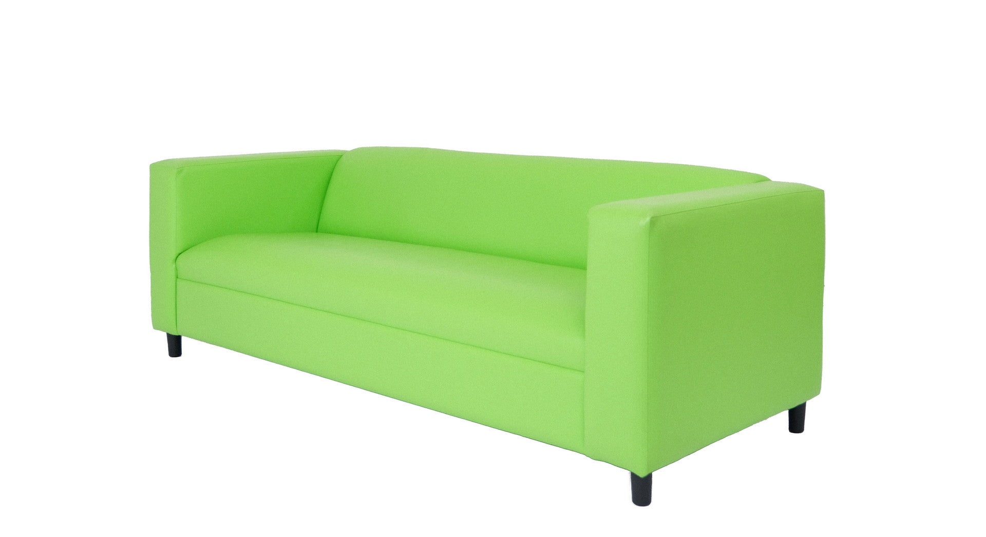 84" Green Faux Leather And Black Sofa