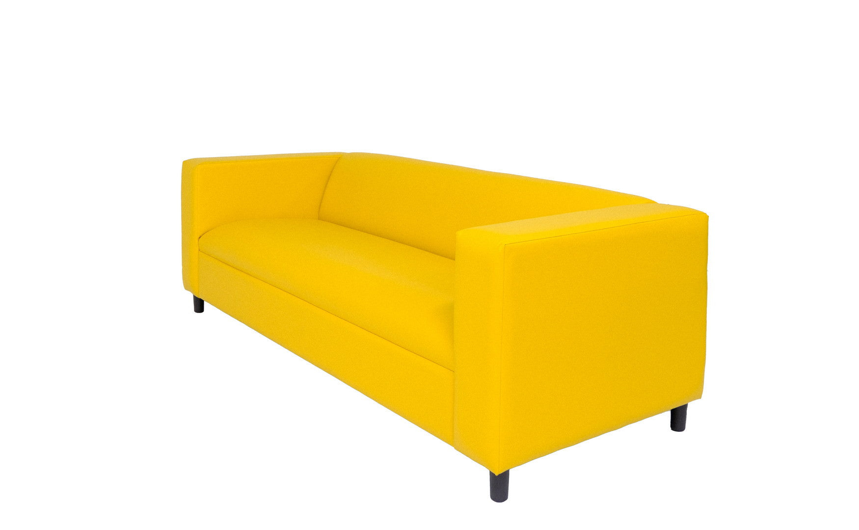 84" Yellow Faux Leather And Black Sofa