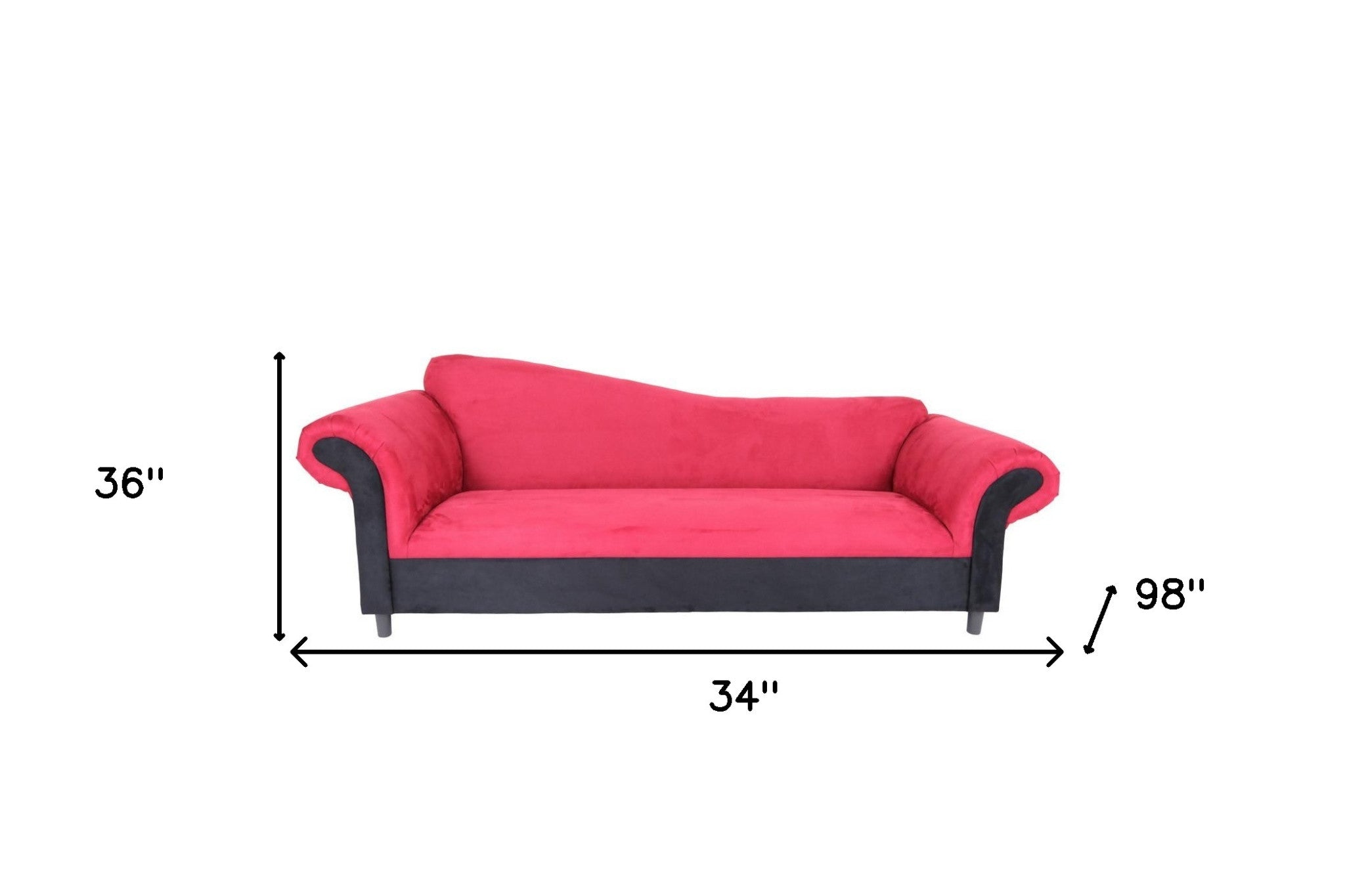 98" Red Velvet And Black Settee