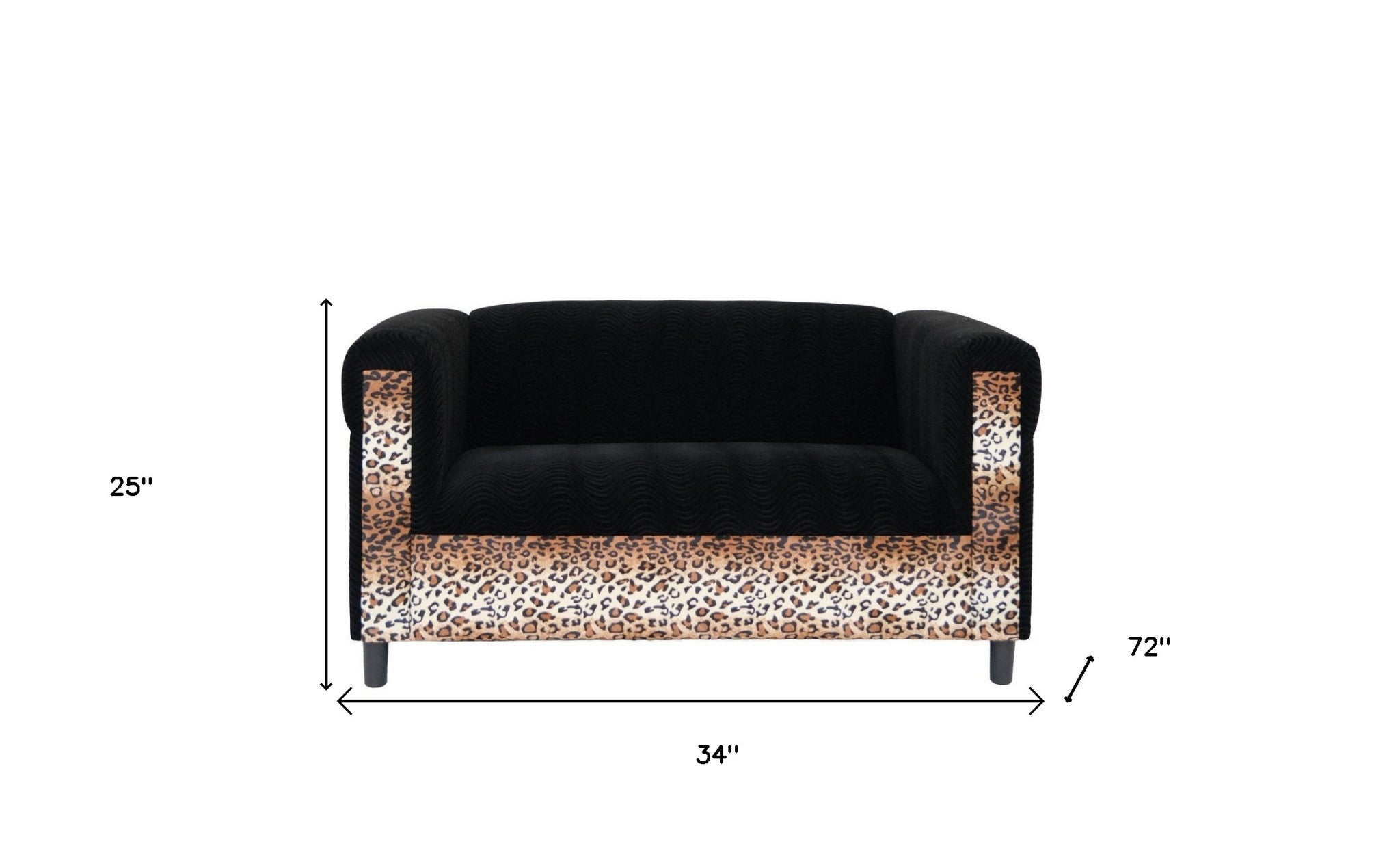 Two Piece  Leopard and Black Five Person Seating Set