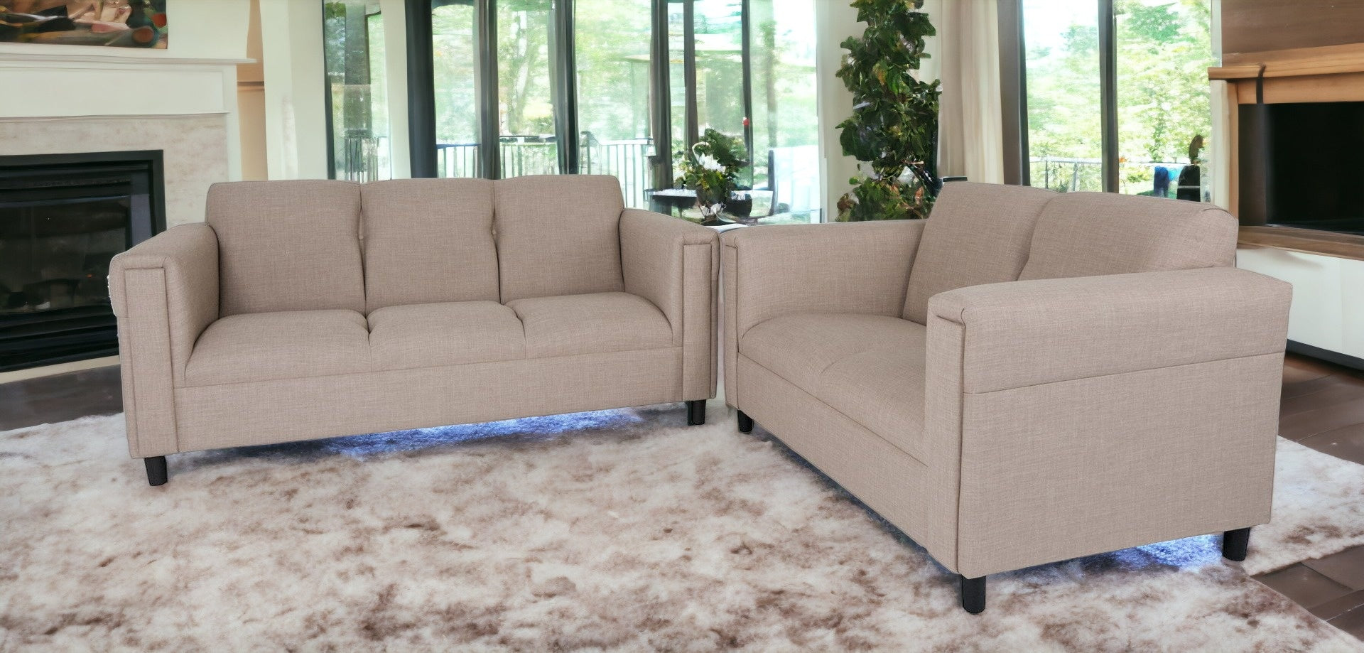 Two Piece Deep Taupe Five Person Seating Set