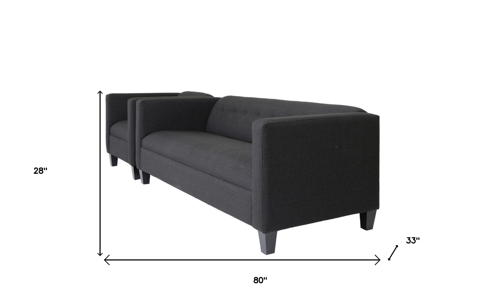 Two Piece Black Four Person Seating Set