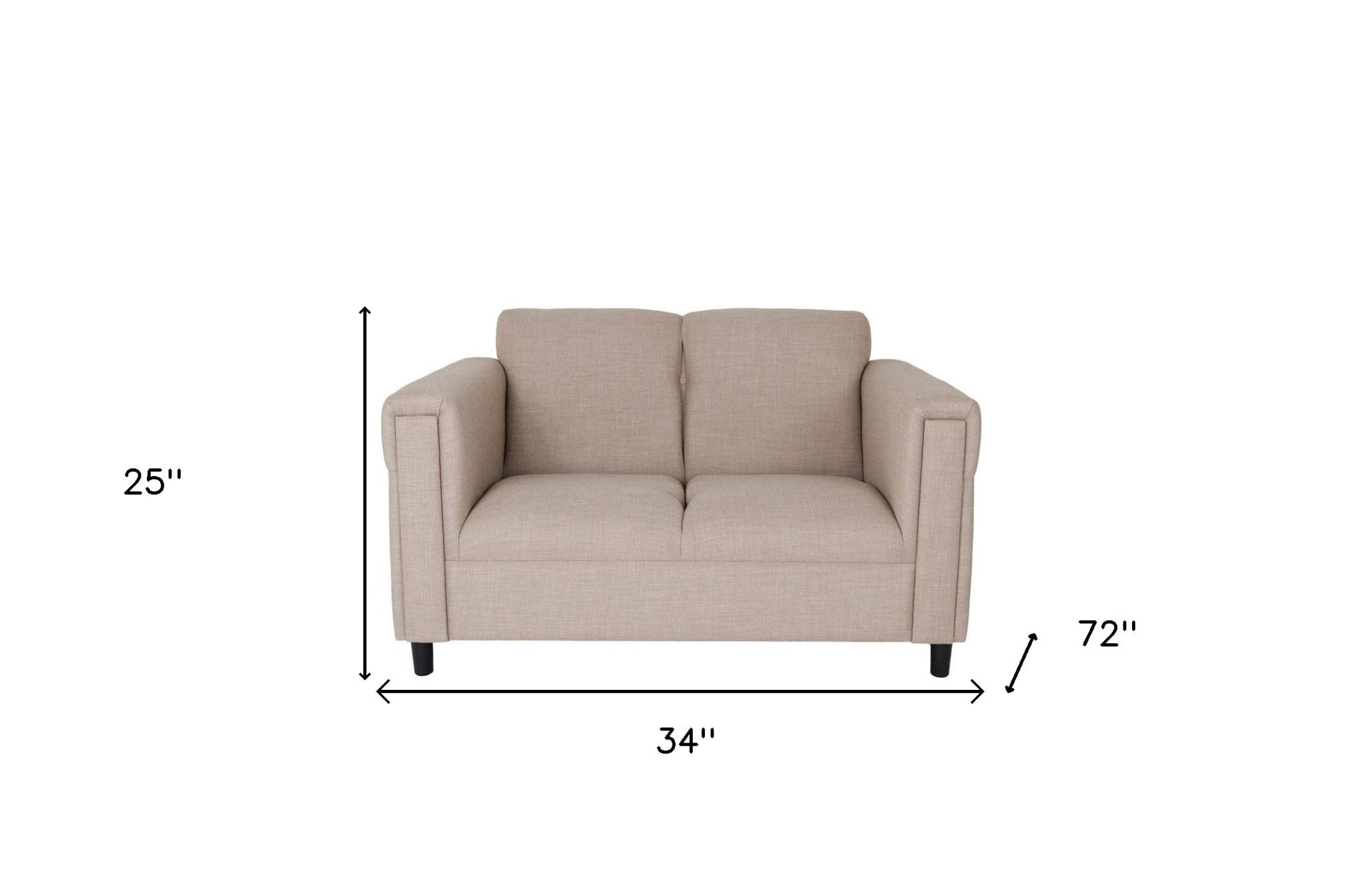 54" Deep Taupe And Black Polyester Blend Loveseat