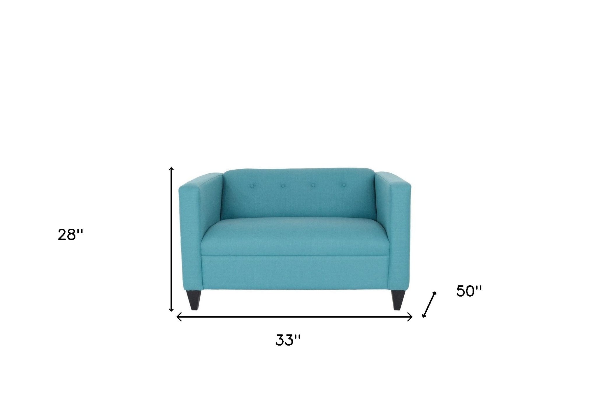 50" Teal Blue And Dark Brown Polyester Blend Loveseat