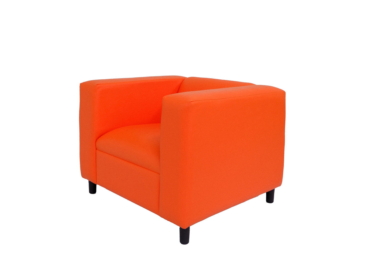 36" Orange And Black Faux Leather Arm Chair