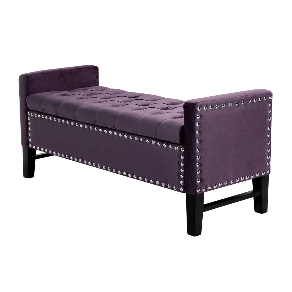 50" Espresso Upholstered PU Leather Bench with Flip top