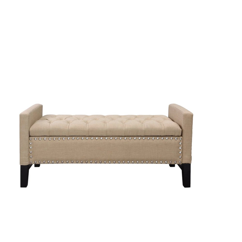 50" Espresso Upholstered PU Leather Bench with Flip top
