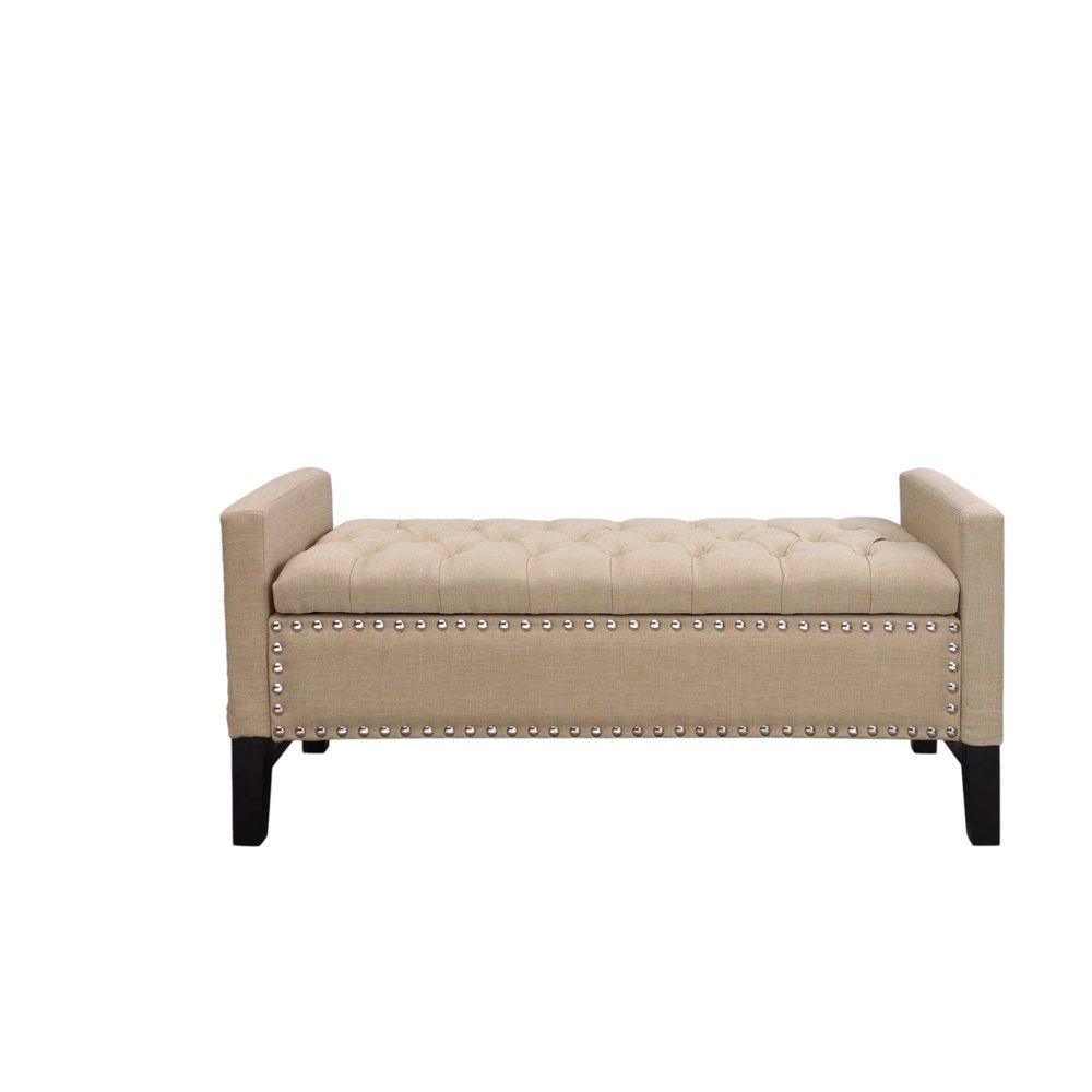 50" Espresso Upholstered PU Leather Bench with Flip top