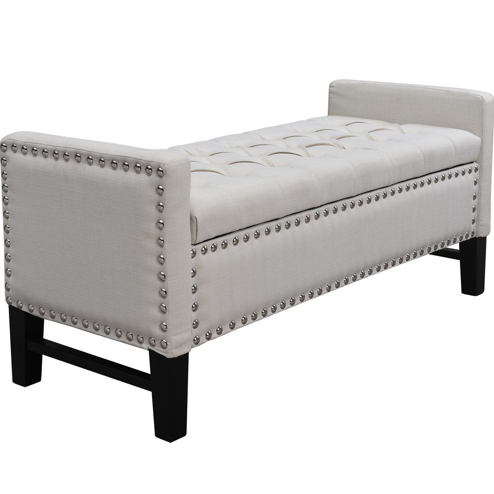 50" Espresso Upholstered PU Leather Bench with Flip top