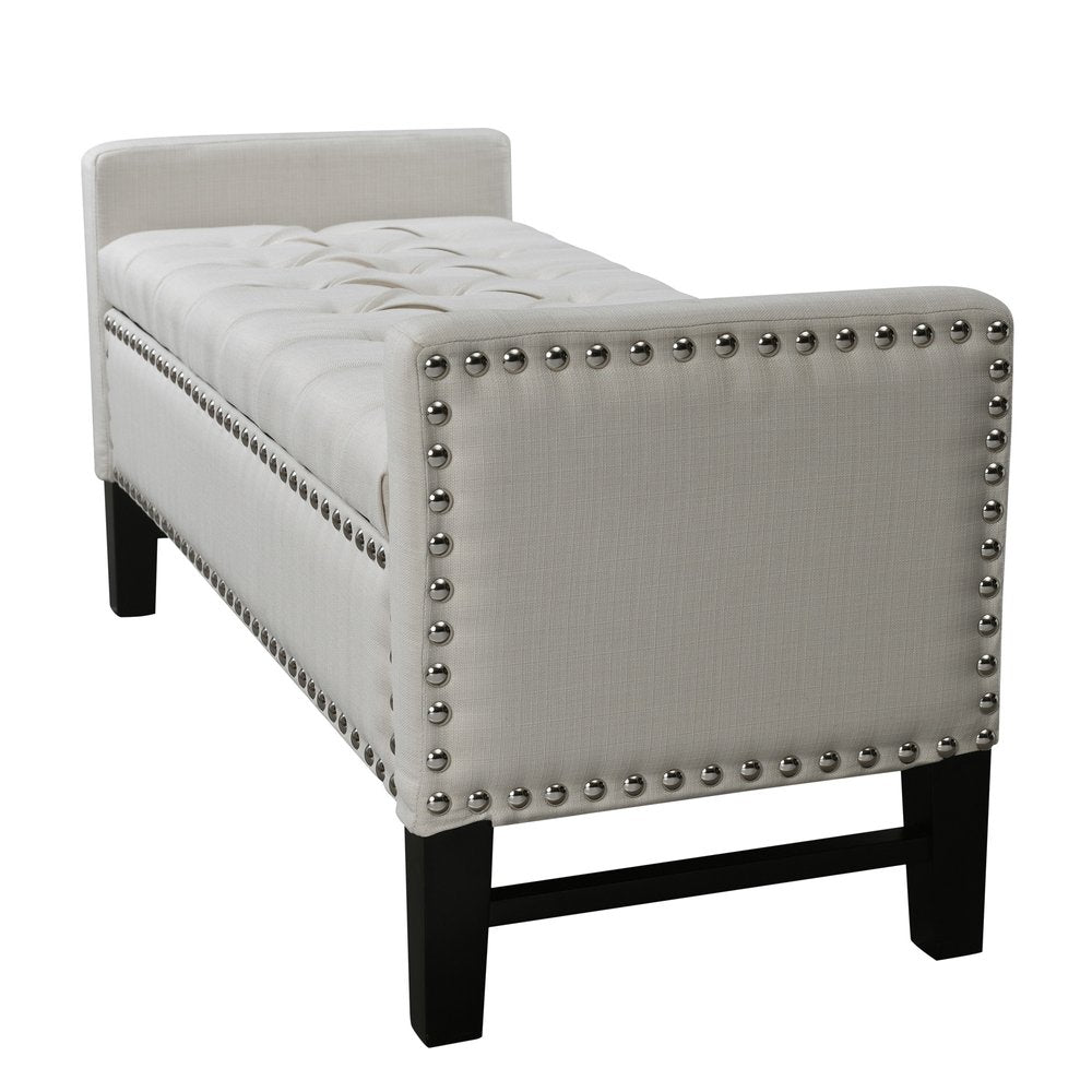 50" Espresso Upholstered PU Leather Bench with Flip top