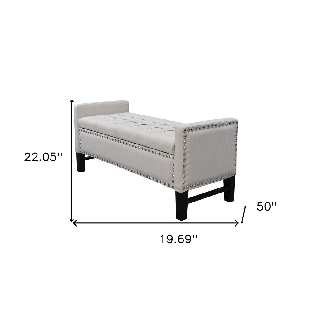 50" Espresso Upholstered PU Leather Bench with Flip top