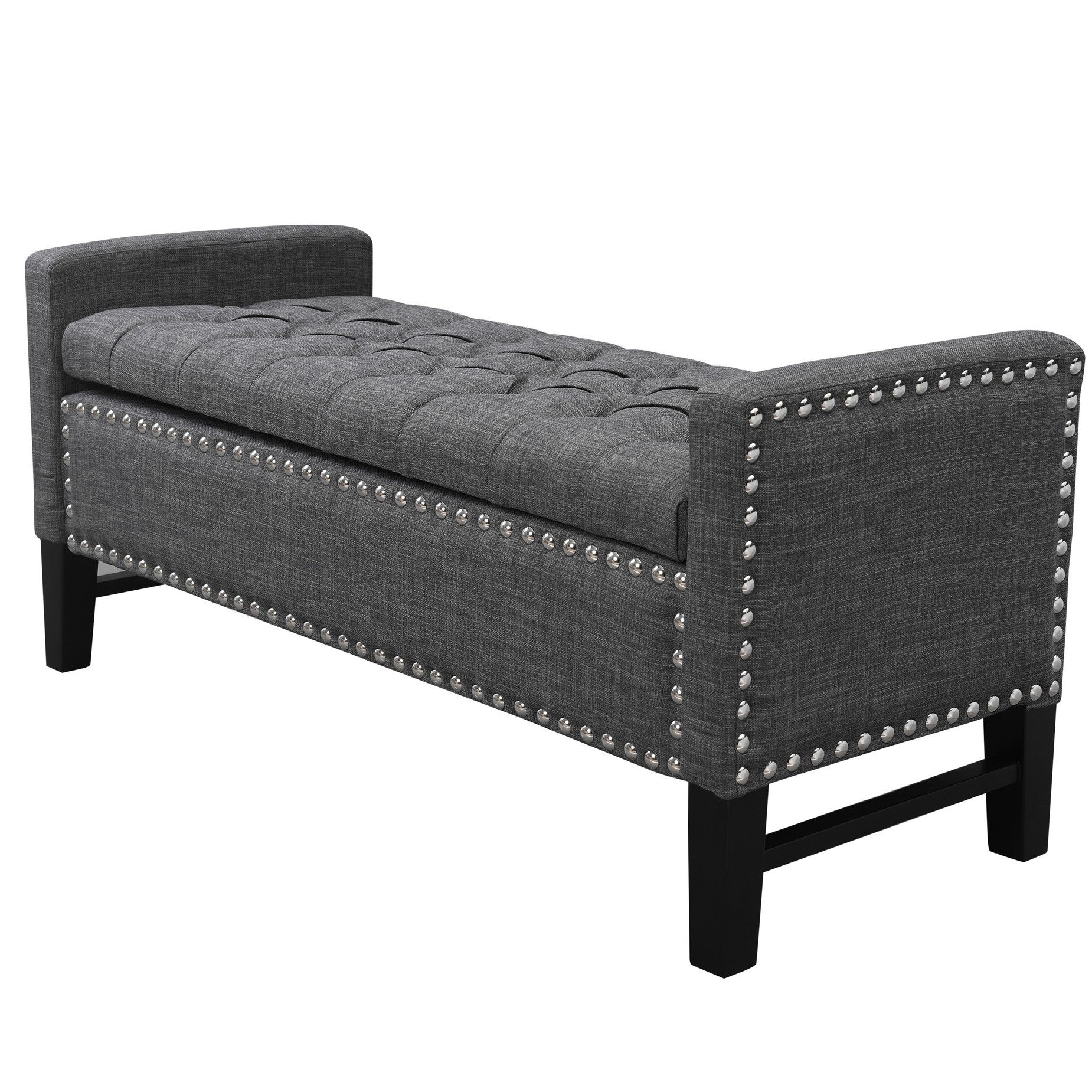 50" Espresso Upholstered PU Leather Bench with Flip top, Shoe Storage