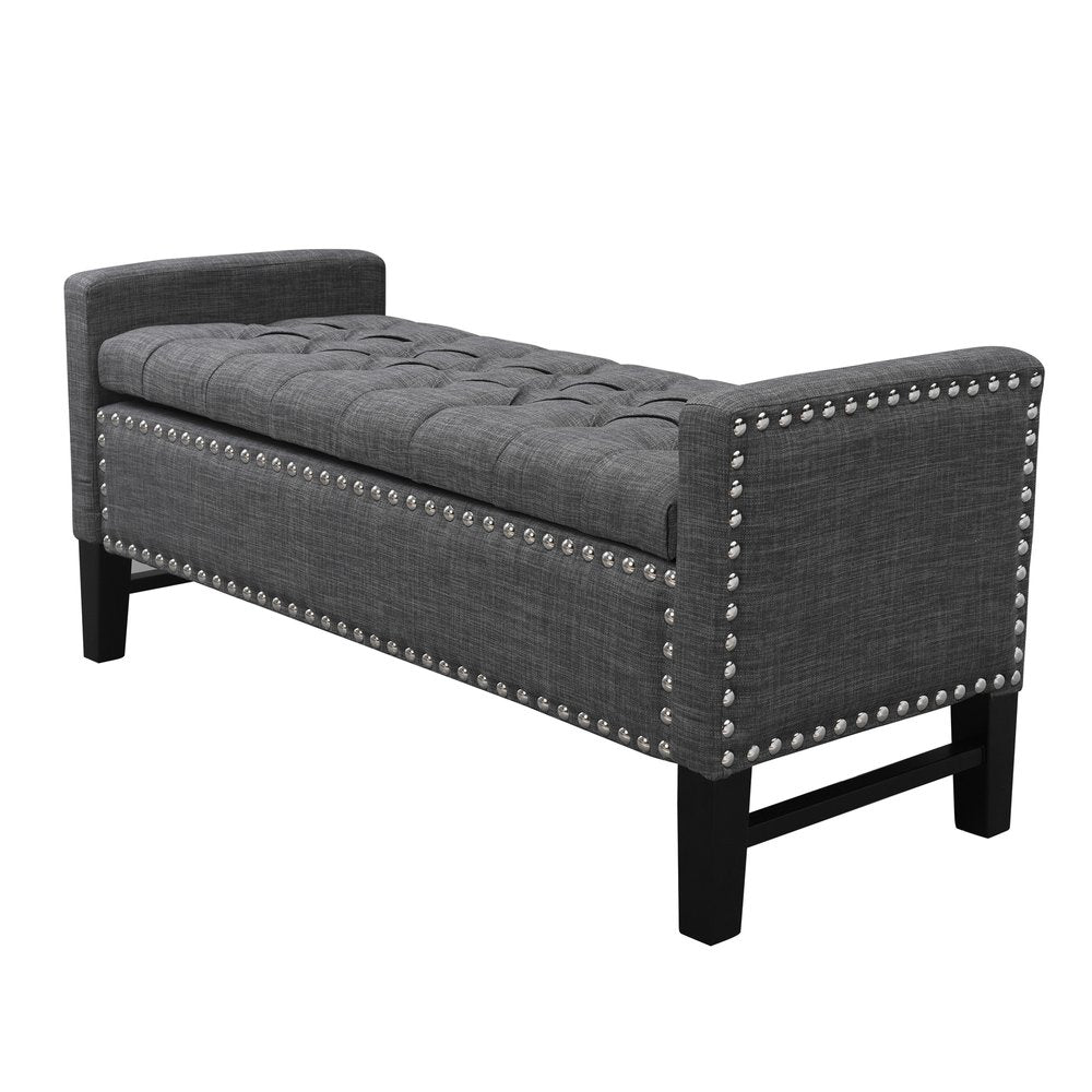 50" Espresso Upholstered PU Leather Bench with Flip top